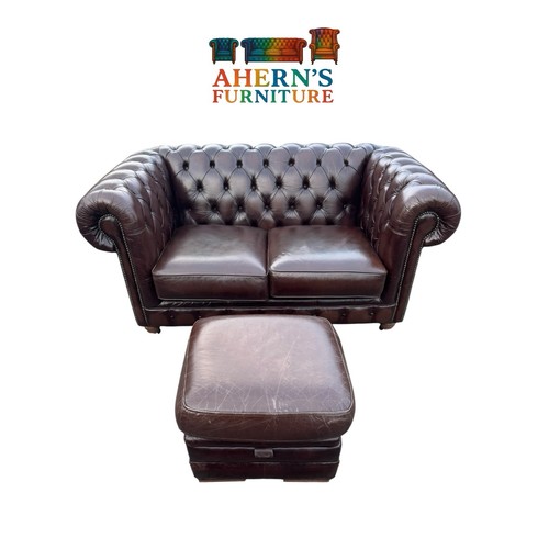 Brown leather chesterfield - brown, 2