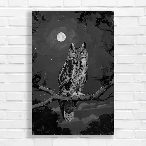 Mystical owl moonlit forest - mystical,