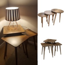 Set Of 3 Coffee Tables Wooden Side End Table Lamp Stand Nesting Nest Tables Set