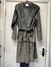 Next Hibernate Ladies Womans Charcoal Grey Thick Dressing Gown Hood Robe M