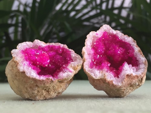 Pink geode pair - geode,
