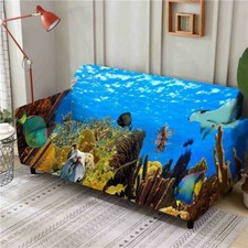 Blue Transit Ocean Stretch Sofa Cover Lounge Couch Slipcover Recliner Protector