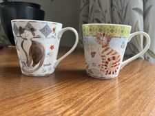 Pair Of Arthur Goodfellow And Friends Portmeirion Cat Small Coffee Mugs cups
