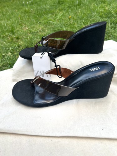 Zara wedge heel sandals brown - heel,