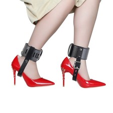 PU Leather Locking Strap for High-Heeled Shoes Foot Cuffs Feet Restraint Bondage