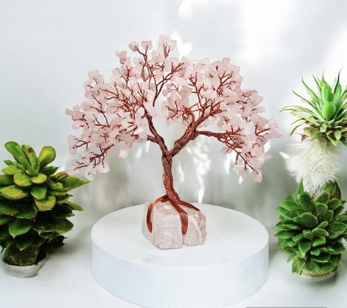 Rose quartz crystal tree - quartz,