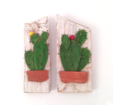 Prickly Cacti Wooden Wall Hangings Recycled Wall Art Driftwood PottyPixie