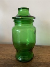 Lever  Belgium Green Glass Storage Jar 17.5cm Tall