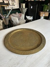Large Eastern Brass Plate Dish Candle Holder Huge Statement Piece