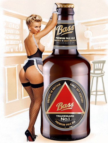 Bass ale pin - girl,, vintage