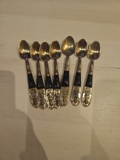 Siam Sitting Buddha Brass Black Handle Table Spoons Set 7pieces Unbranded