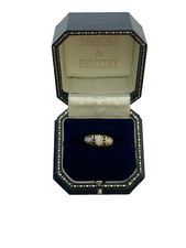 1976 Opal Ring 9ct Gold Opal & Black stone Trilogy Vintage Gold Ring -Size N 1/2