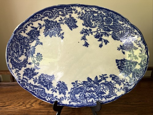 Antique blue white flow - blue, &