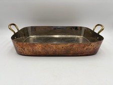 Copper Roasting Pan Korea Brass Handles 15”x11”x2.5” 4.5lbs