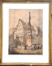 Samuel Prout (1783–1852) Signed Watercolour Continental Street Scene c.1830