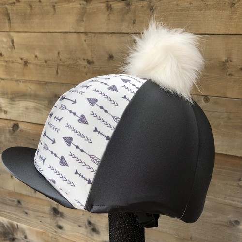 Riding hat silk bow - arrow, grey