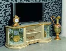 Leonardo High gloss Cream & Gold Finish Italian TV Cabinet