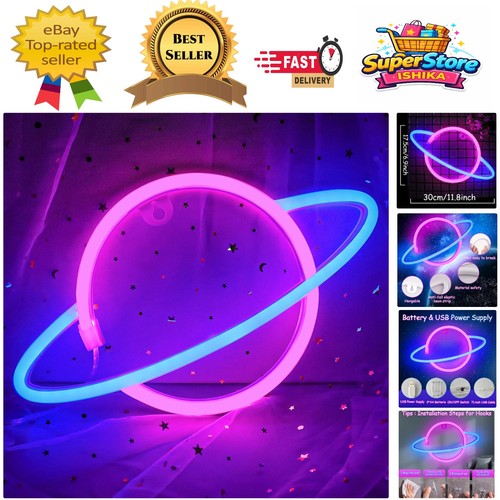 Colorful planet neon wall - colorful,