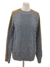 Autograph Women's Jumper Size 12 Grey Brown Wool Mix Cable Knit Ribbed New F1