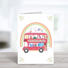 Cute Bus Birthday Card-