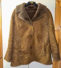 Moorlands Real Lambswool Sheepskin Coat Brown Pockets Size Medium-Large Buttons