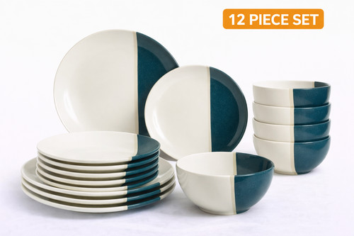Piece dinner set teal white - dinner,