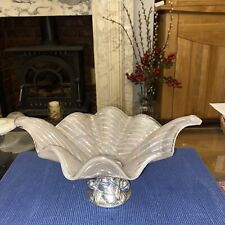 MURANO GLASS PEDESTAL BOWL SILVER FINISHED BASE OF FLOWERS 