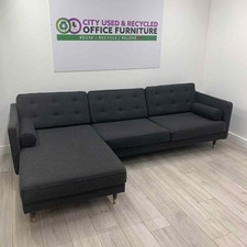 Modular 3-Seater Corner Sofa, Polka Dot Black Fabric, Black Legs, W2590mm