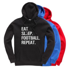 Eat Sleep Football Repeat Kids Hoodie Childrens Footy Hooded Sweatshirt