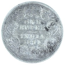 A British Colonial India Silver Queen Victoria 1891 One Rupee Coin (A)