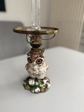 antique tawny owl oil lamp