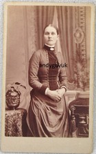 CDV SLEAFORD DOWNES LADY PAINTED BACKGROUND PLANTER PLANT POT ANTIQUE PHOTO