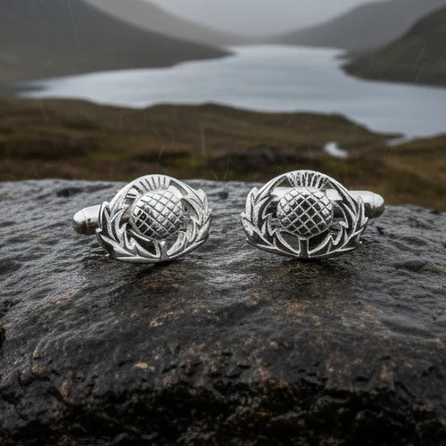 Thistle cuff links sterling - cuff,