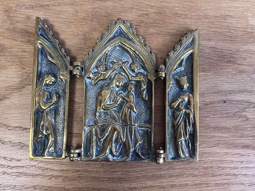 Antique hinged brass travel - antique,