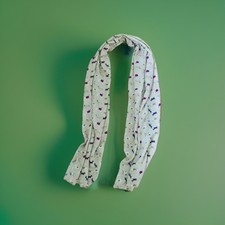 PEONY Ladies Dog Print Scarf 20 x 69 inches Cream Pink Blue