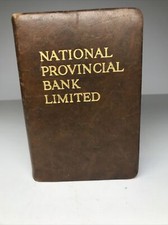 VIntage NATIONAL PROVINCIAL BANK - Brown Leather Money Box Book 148129 - No Key