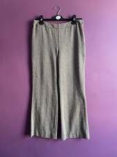 Wool, Silk & Other Materials Herringbone Wide Leg Trousers