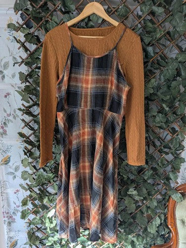 Plaid pinafore dress - plaid,