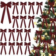 12x Large Velvet Christmas Bows for Christmas Tree Wreath Garland Home Decor