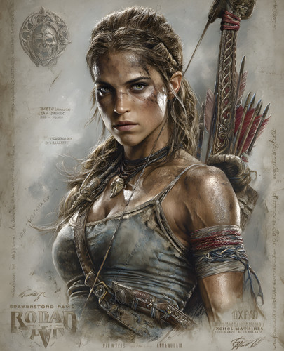 Lara croft with bow and - with,