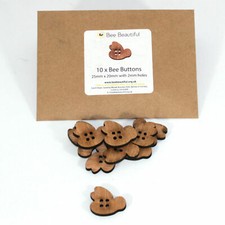 Bee Wooden Buttons, Laser Cut