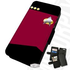Printed Faux Leather Flip Phone Case For iPhone -  Red-Shirts-Star-Trek