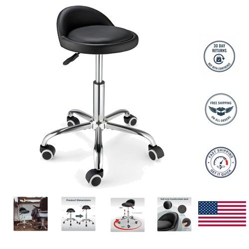 Elegant black rolling stool - elegant,