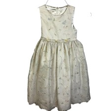 Cinderella  Ivory Floral Embroidered Special Occasion Girls Dress Sz 6 Polyester
