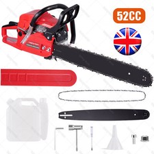 52cc Petrol Chainsaw 20" Bar 55cm Cut 2-Stroke Easy-starting Heavy Duty Wood Saw