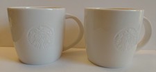 2x Grande Starbucks White G Coffee Mugs Embossed Siren 2020 Grande 16oz