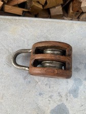 Vintage Wooden Marine Ships Boat Double Pulley Block