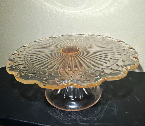 Pink clear glass pedestal cake - pink,