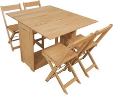Foldable Dining Table with 4 Chairs Space Saving Butterfly Oak Set
