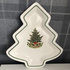 Pfaltzgraff Christmas Heritage Dishes White Tree Shaped Dish 10x 9”- Made In USA